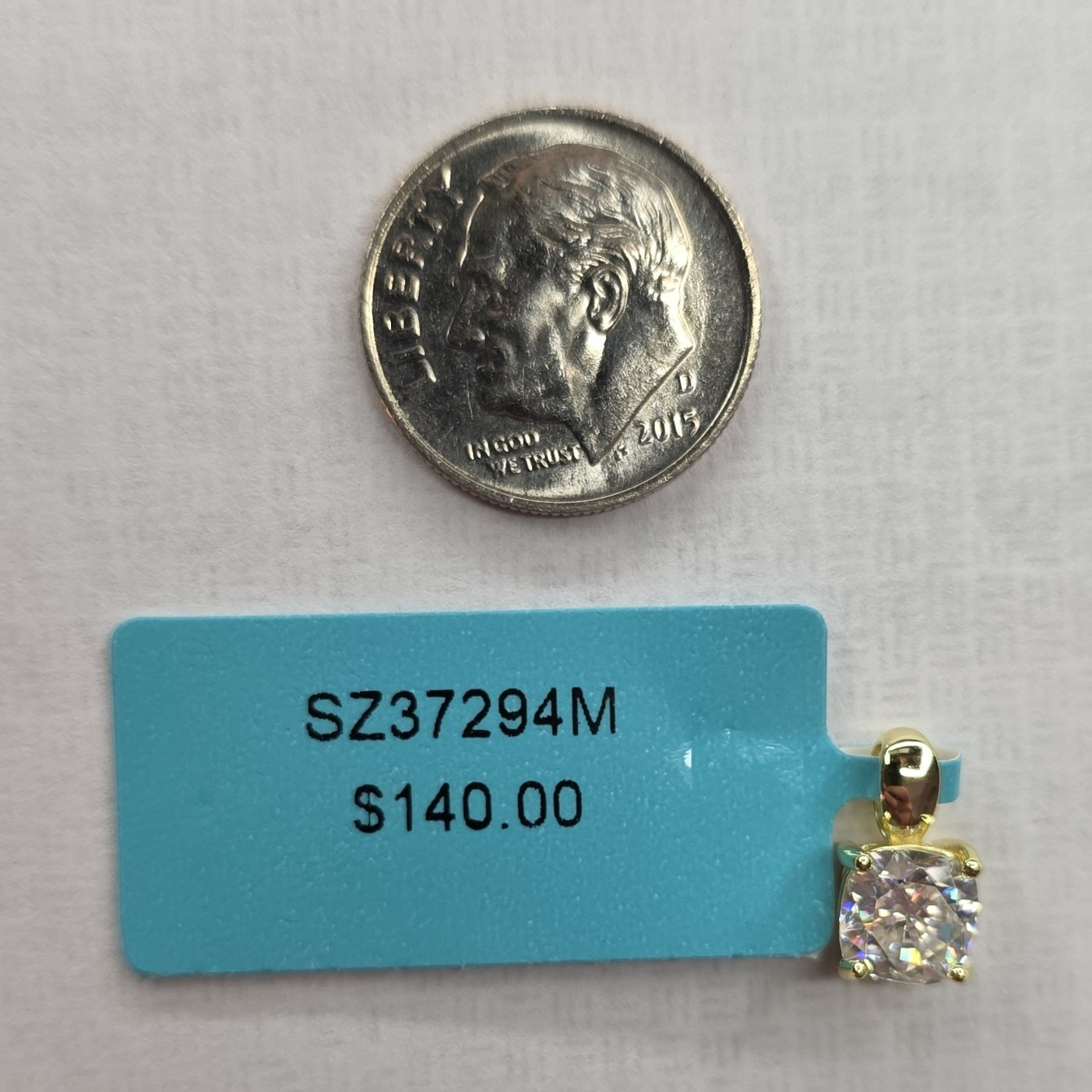925 Sterling Silver 1.23ctw VVS D Color Square Moissanite Pendant SZ37294M