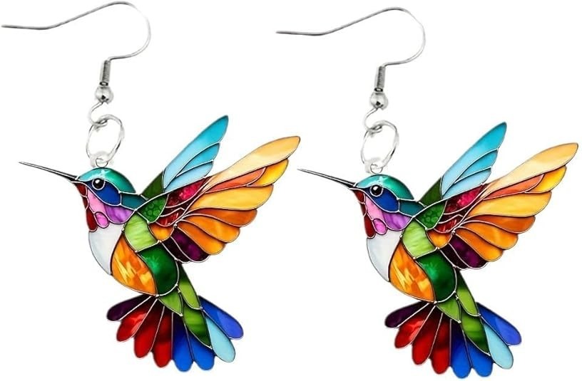 Acrylic Hummingbird Earrings 2D Bird Shape Earrings For Women Girls Ear Charms