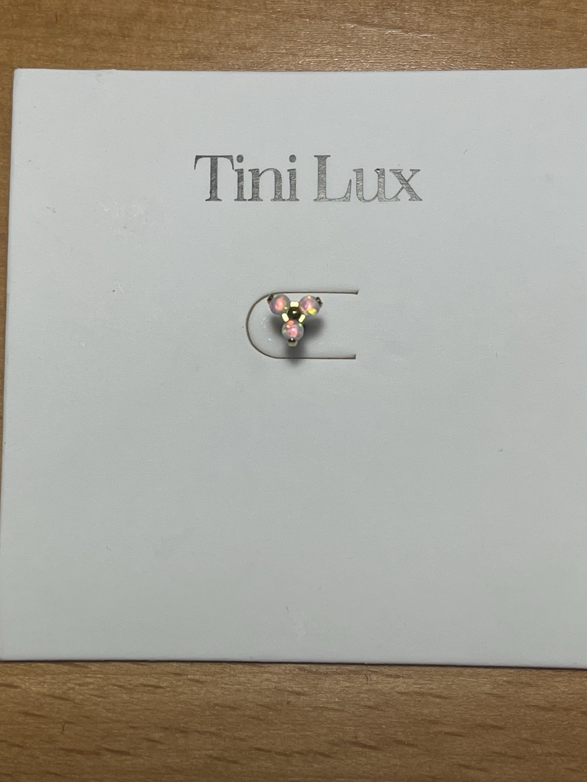 Pair of Tini Lux Pure Titanium Flat Back Stud Earrings Astrid Opal Gold Tone
