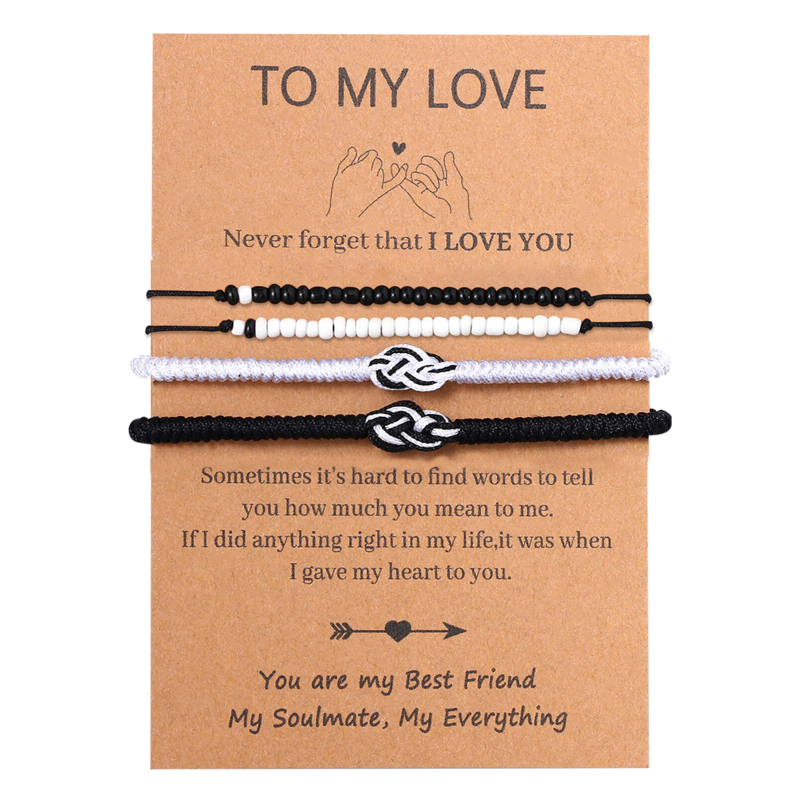 4Pcs His Hers Infinity Love Promise Matching Braided Rope Bracelets Couple Gifts