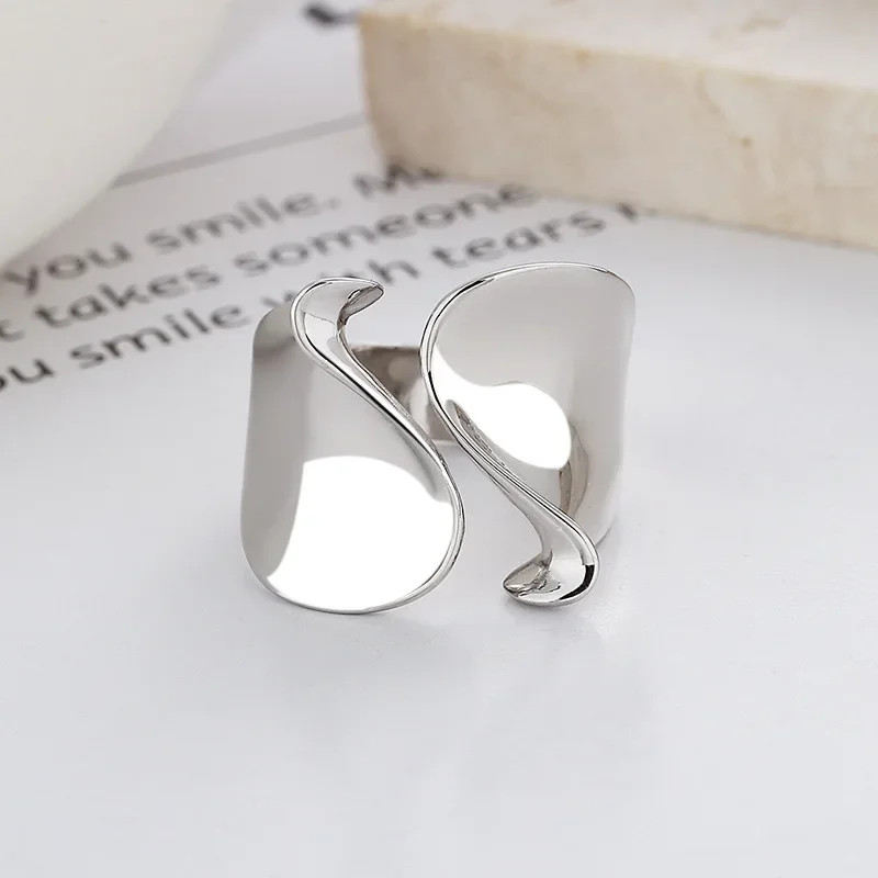 925 Sterling Silver Rings for Women Couple Minimalist Handmade Simple Big