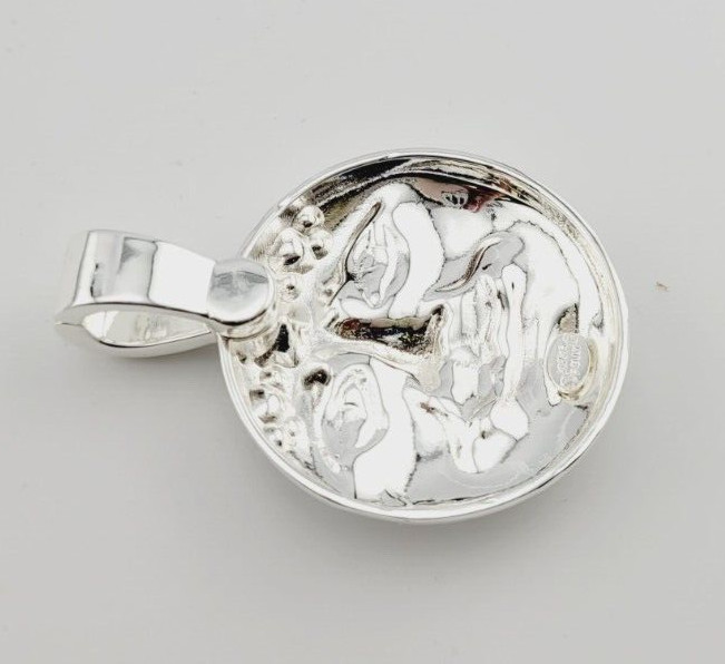 Kirks Folly Moon Fold Over Pendant Necklace Silvertone Silver Leather Cord #16
