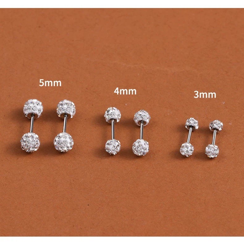 Sparkly CZ Ball Stud Earrings Screw Back Cartilage Helix Earrings for Women
