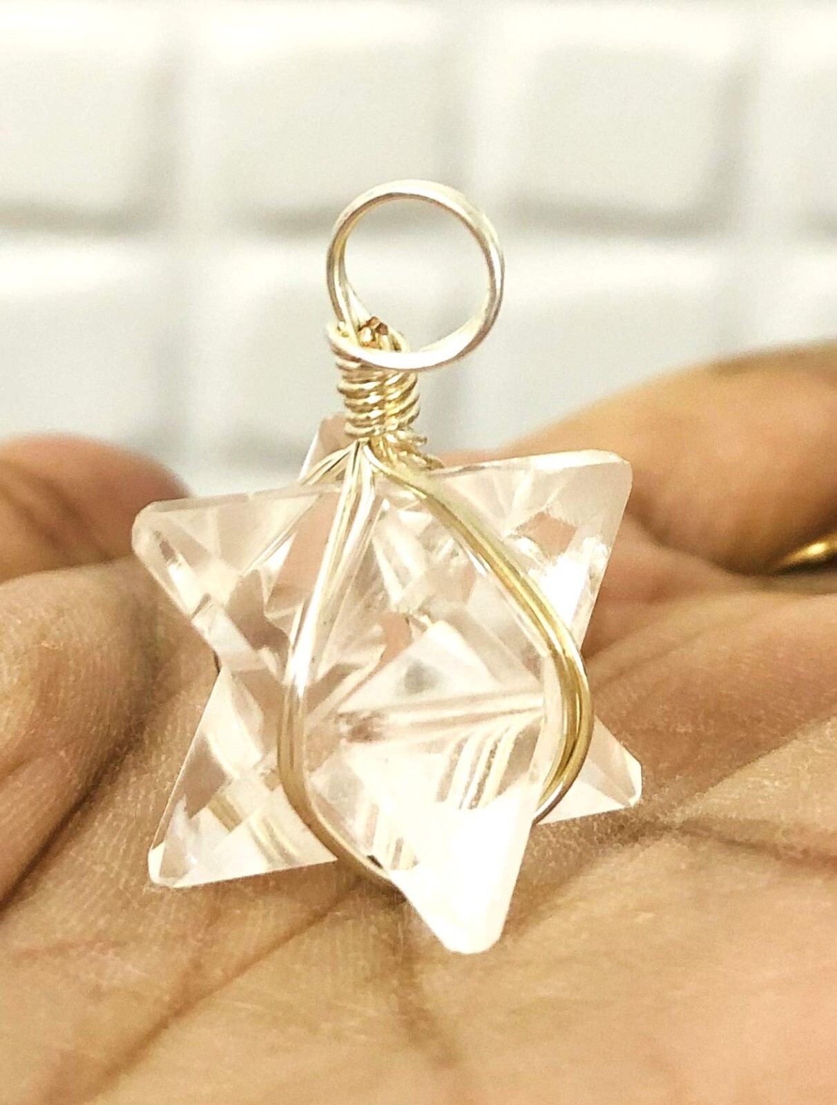 Beautiful Clear Quartz 1″ Merkaba Star Pendant Crystal Fashion Jewelry Gift