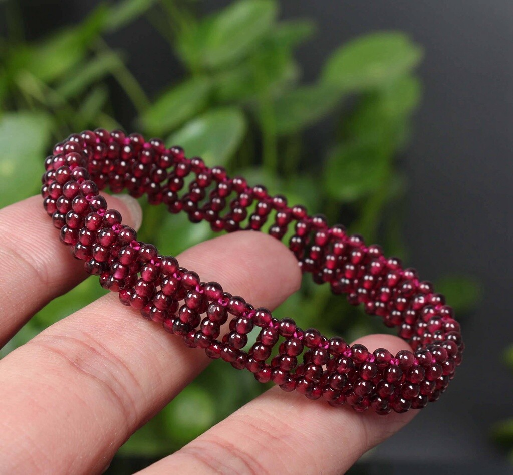 Cert’d Untreated Natural Wine Red Garnet Crystal Round 3mm Beads Women Bracelet