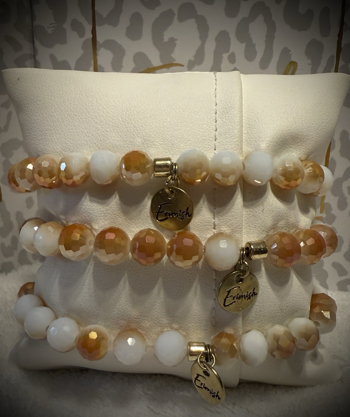 New ERIMISH Bracelets- 3 Pc – Caramel, White & Gold-CHOICE OF STYLE #1, #2 or #3