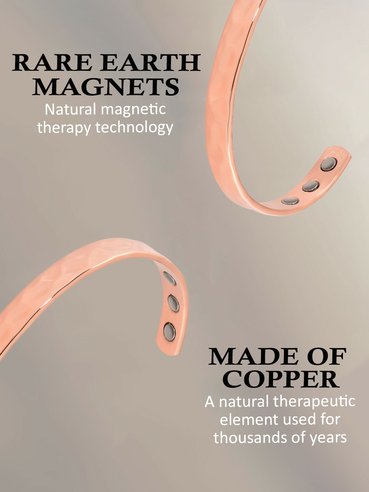 New Copper Magnetic Therapy Pain Bracelet 6 High Power Rare Earth Magnets Hammer