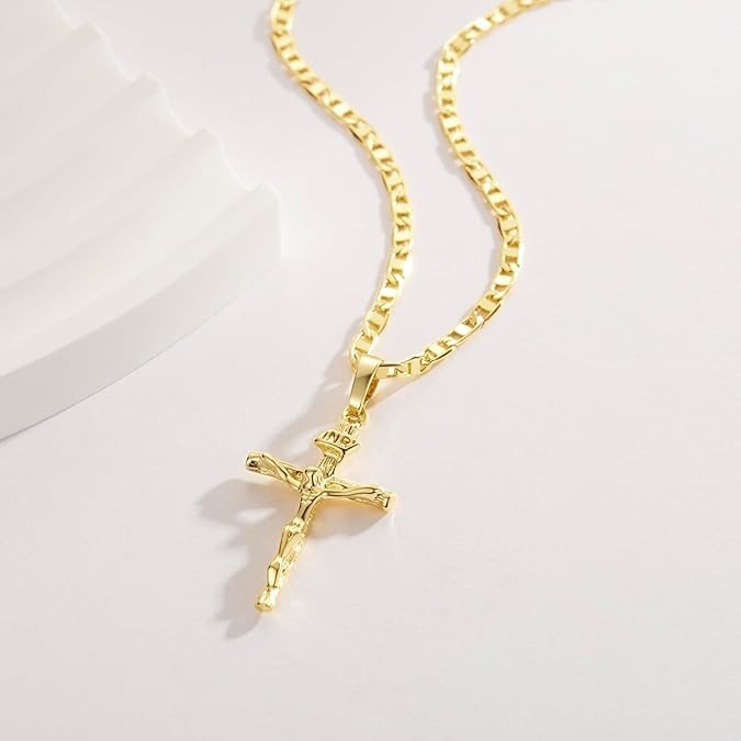 14K Gold Plated Cross Necklaces, (45cm)