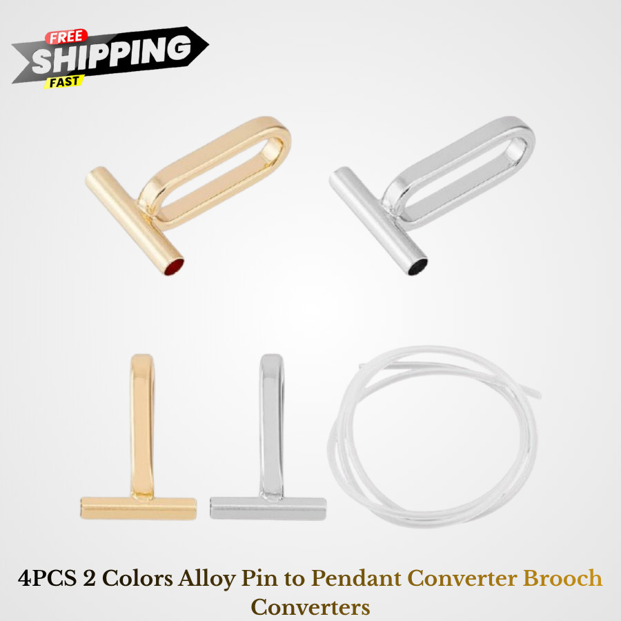 Alloy Brooch to Pendant Converter Set with Silicone Tube Hose – 4PCS