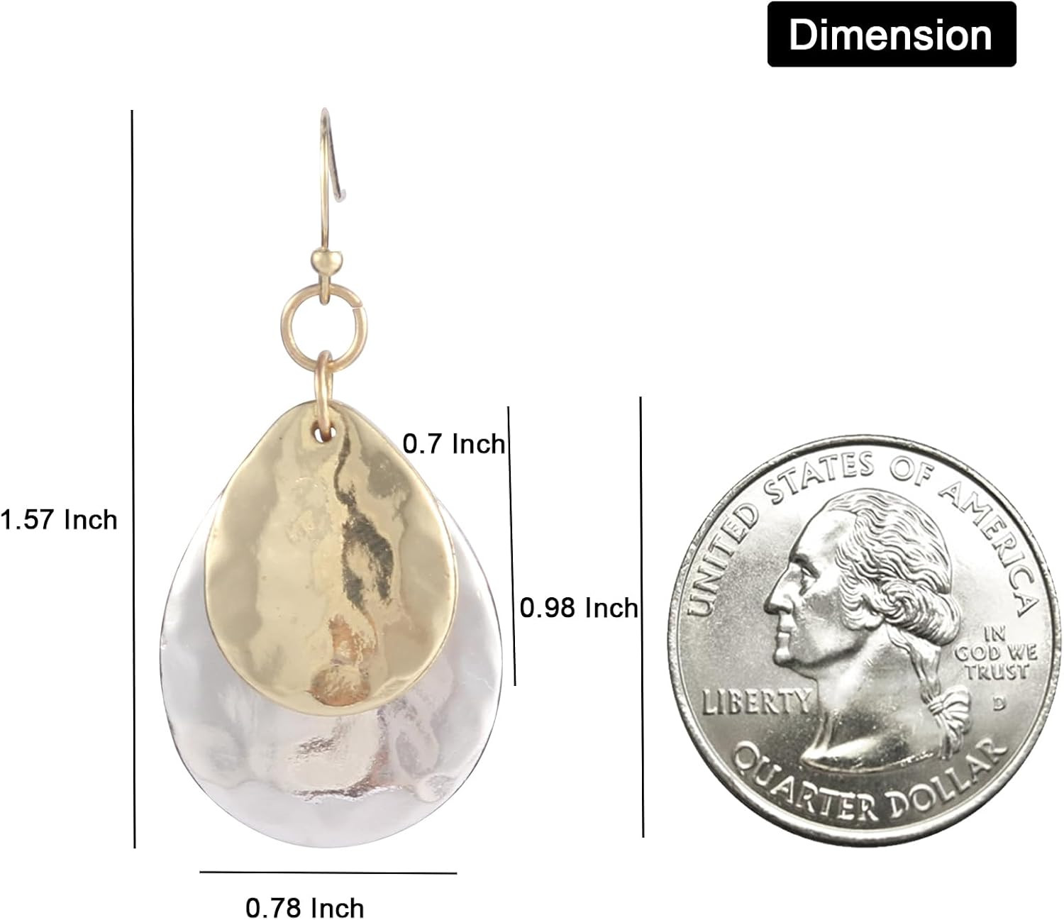 Gold and Silver Mixed Metal Earrings for Women Dangling Vintage Two Tone Boho Sm