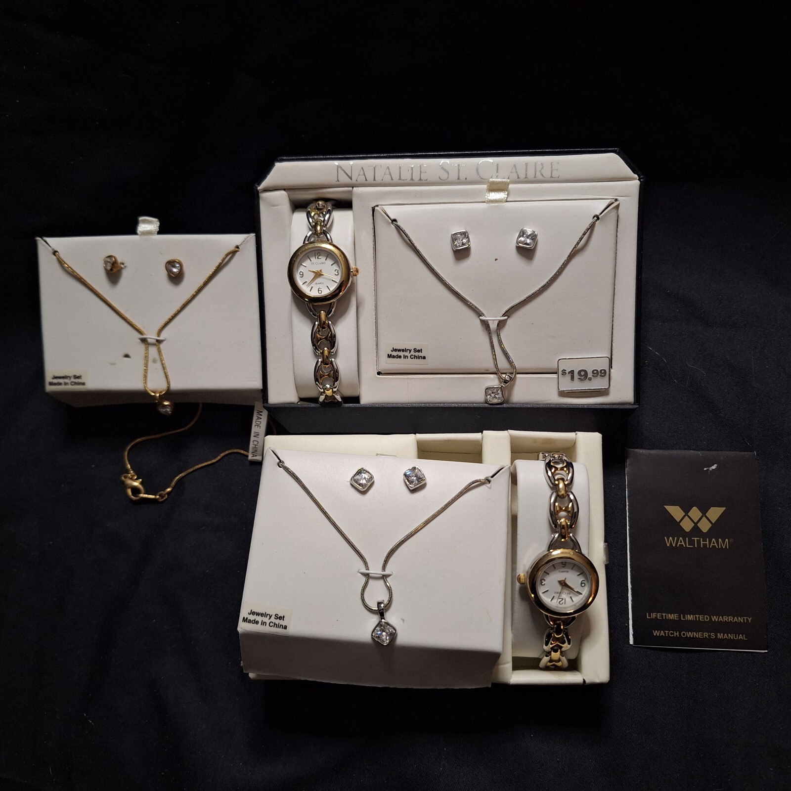Vtg Natalie St. Claire watch earring necklace sets and other jewelry set