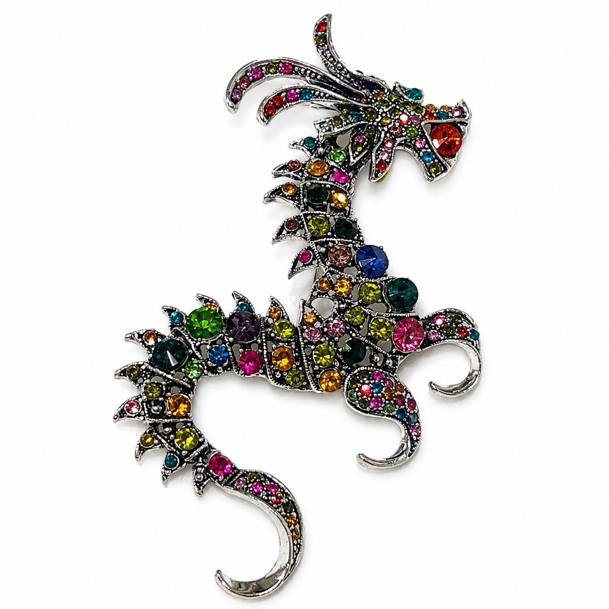 Brooch Pendant Dragon Multicolor Rhinestones