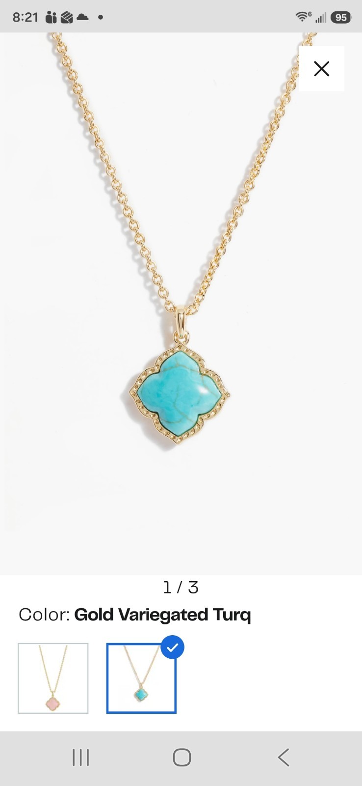 KENDRA SCOTT Mallory Gold Variegated Turquoise Magnesite Pendant 19” Nickelace