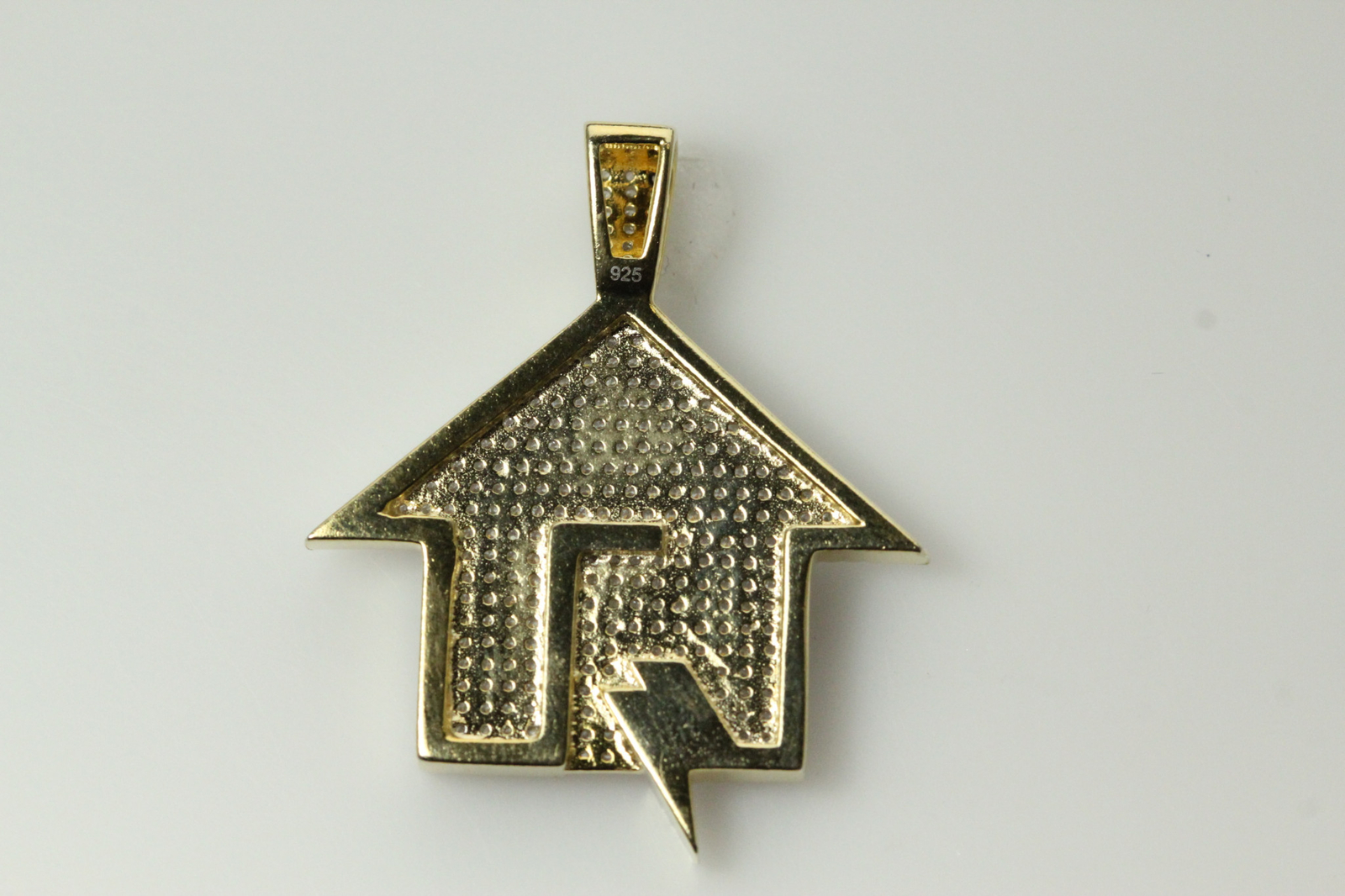 Yellow Gold Plated 925 Sterling Silver CZ House Pendant 10.2 Grams (PEN7816)