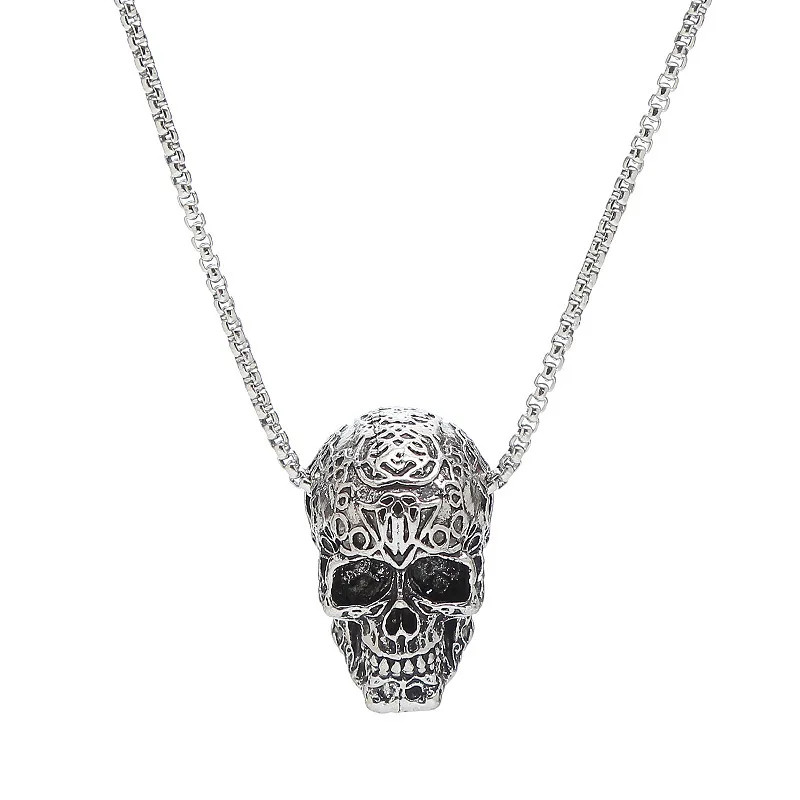 Men’s Retro Alloy Steel Skull Pendant Necklace Vintage Gothic Punk Jewelry Gift