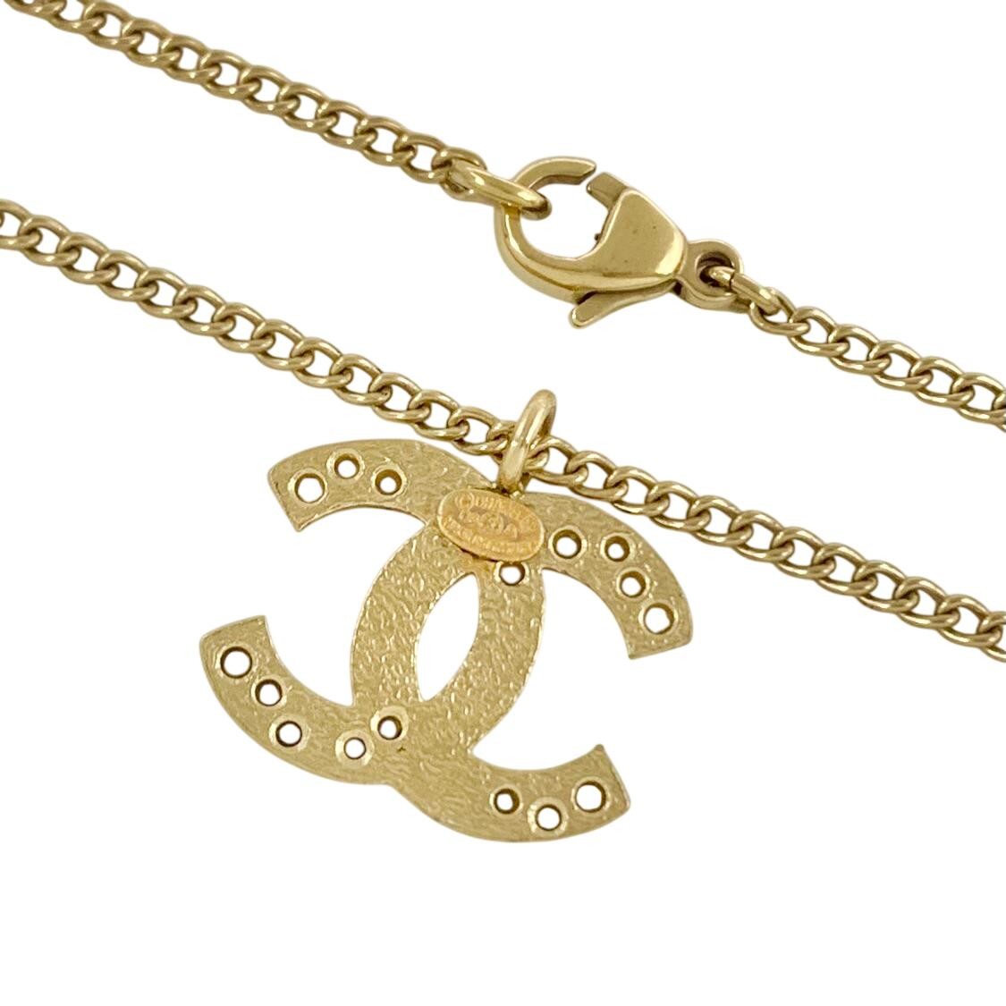 CHANEL Gold Chain Bracelet 03A Star Punching Logo Used