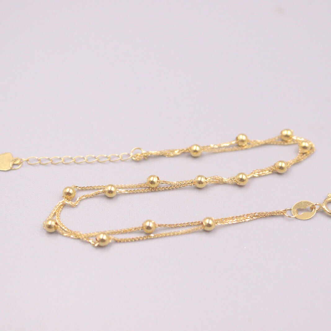 Au750 Real 18K Yellow Gold Bracelet For Women 2.5mm Wheat Gold Bracelet 6.5”L