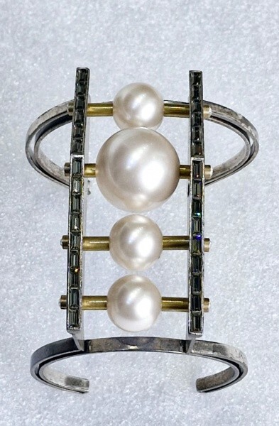 LANVIN brutalist Maxi PEARLS cuff by Alber Elbaz