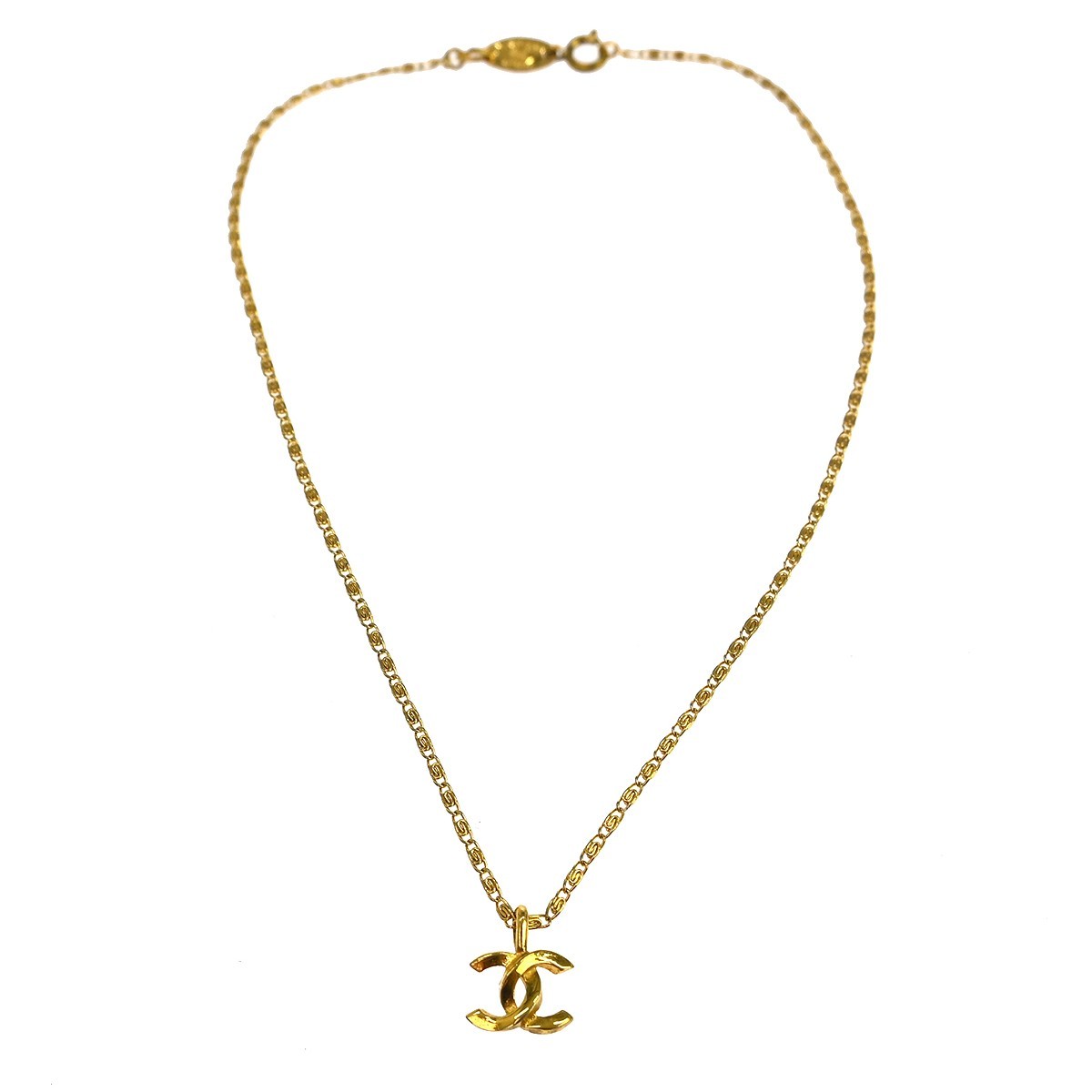 Chanel Gold Mini CC Pendant Necklace 1982 NQ06211