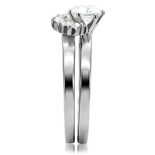 TK105 – High polished (no plating) Stainless Steel Ring with AAA Grade CZ in Cle