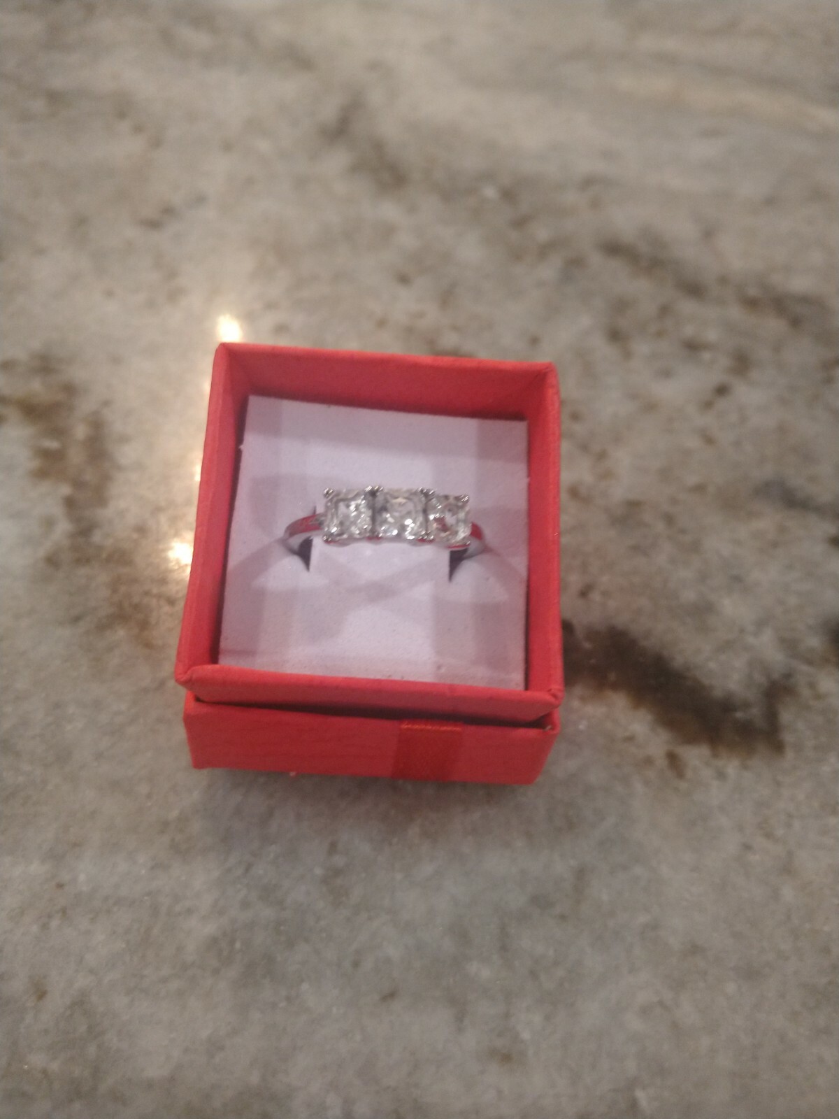 Lab Created White Sapphire 3 Stone Ring in Stainless Steel (Size 9.0) 2.60 ctw