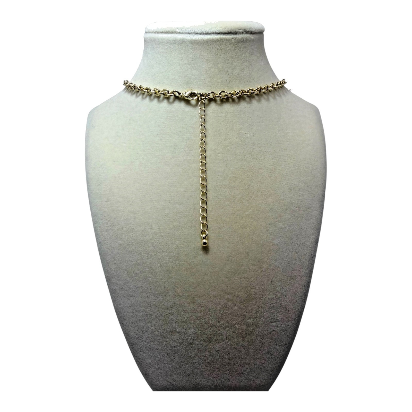 NOS Vintage Style Off-White Enamel Geometric Statement Necklace Gold Tone