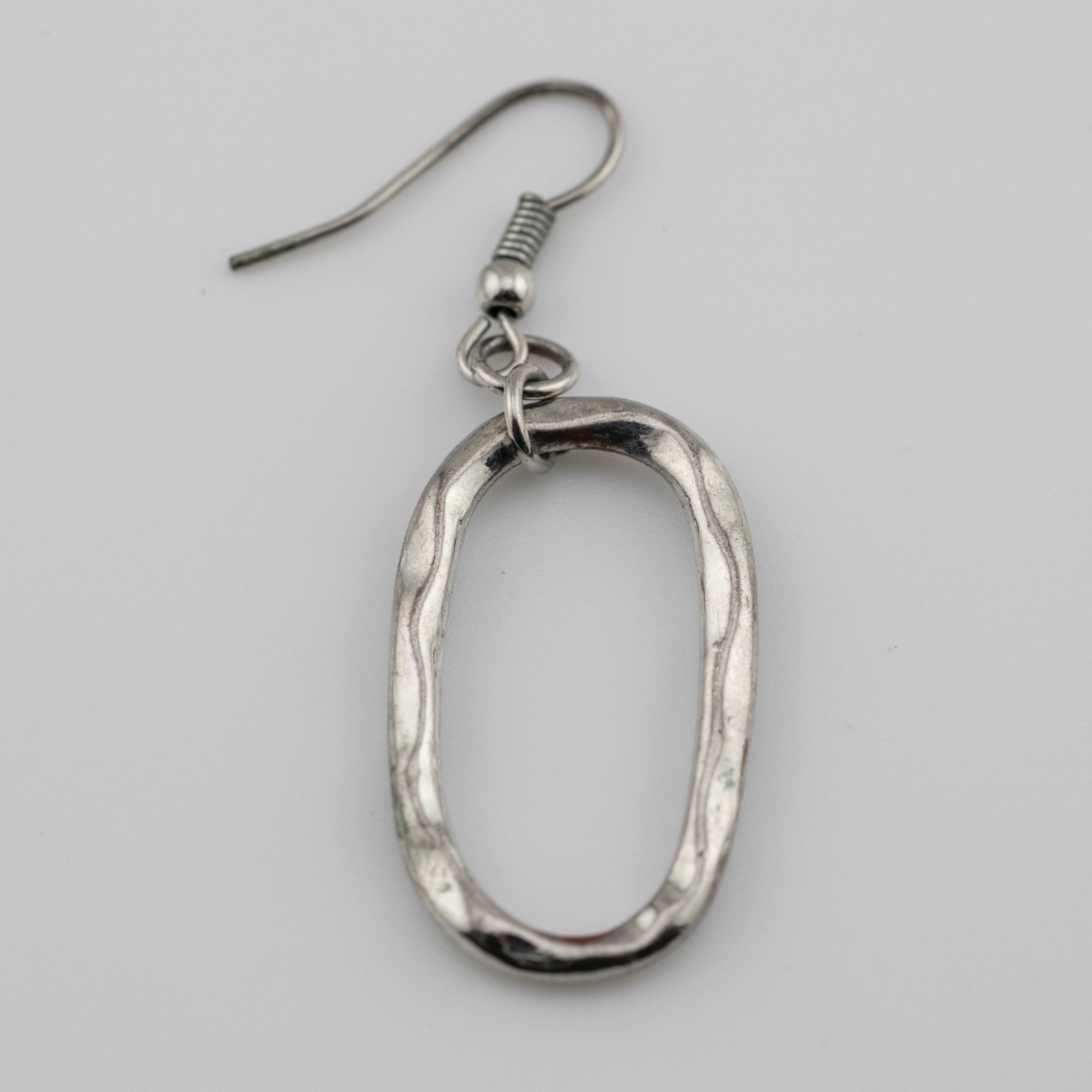 Hammered Oval Hoop Earrings Organic Elongated Drop Dangle Boho