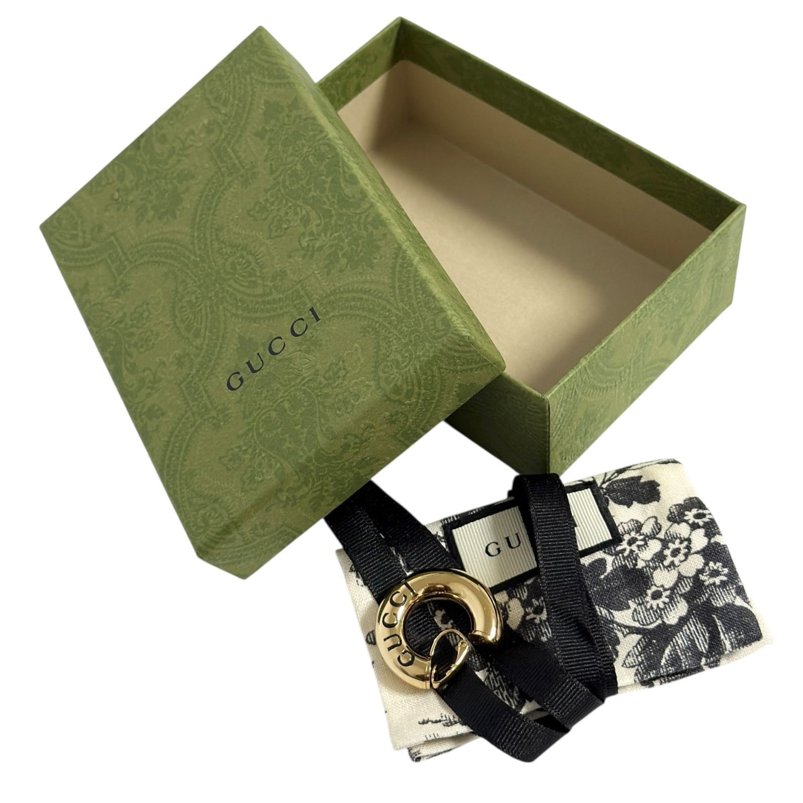 Gucci Women Hoop Single Earring Gold Metal Clip On w/Storage Bag Boxed 3.1cm