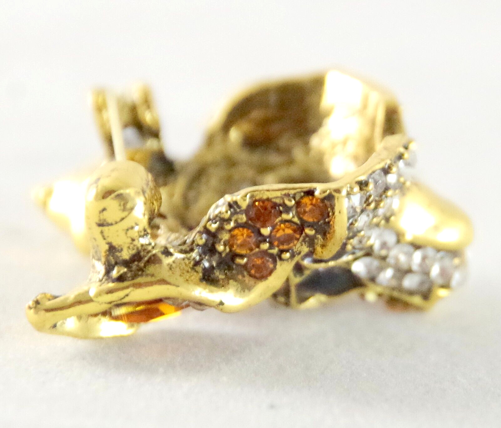 MINI 1 1/8″ NWOT DESIGNER STYLE DIMENSIONAL CRYSTAL RHINESTONE FOX HEAD BROOCH