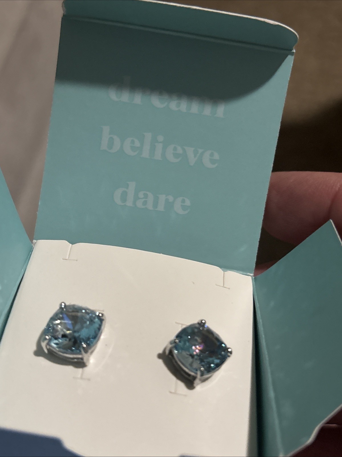 Origami Owl ER3096 Disney Cinderella Clara Silver Blue Shimmer Earrings ~ New