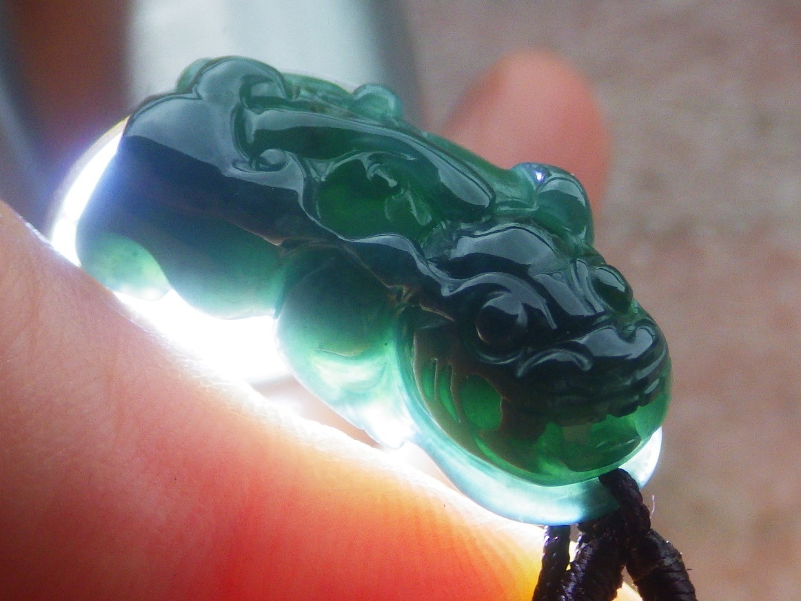 Video Certified Natural A Jade jadeite pendant Small Dragon PI XIU 413462 TS