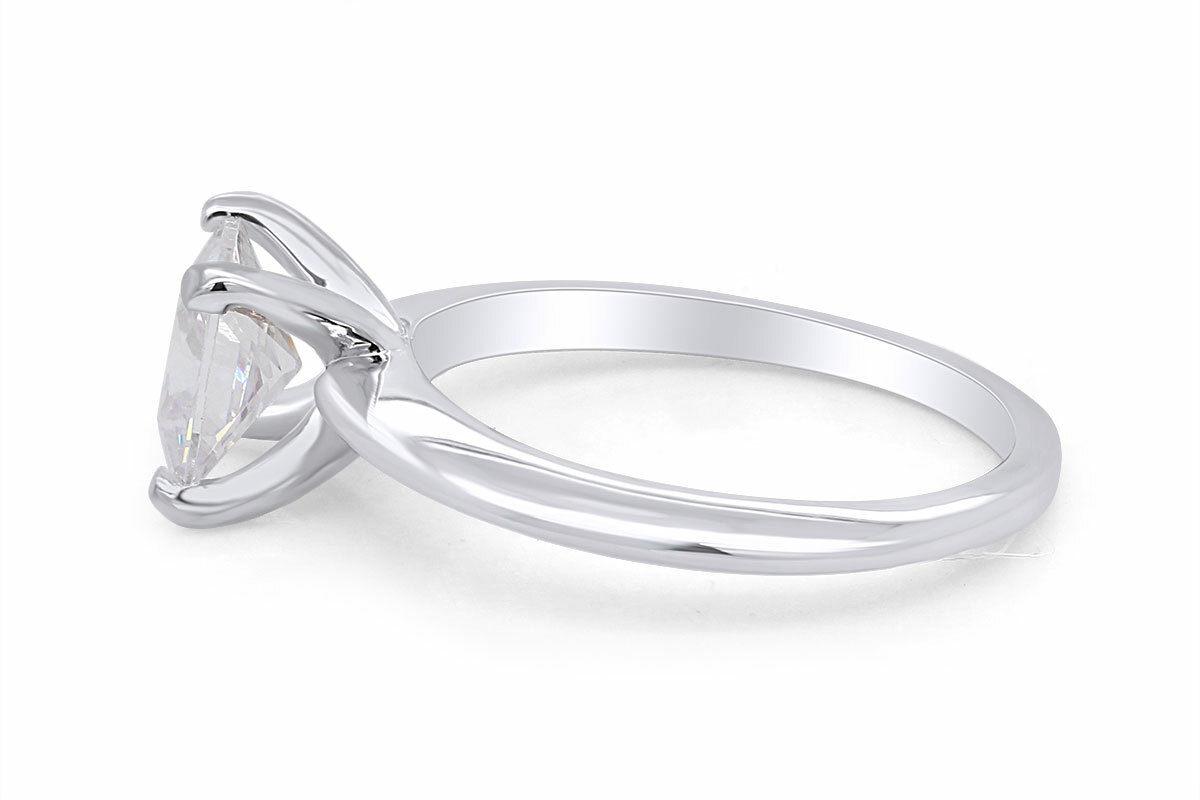 2.5ct Solitaire Ring Princess Cut Simulated Diamond 14K White Gold Plated Silver