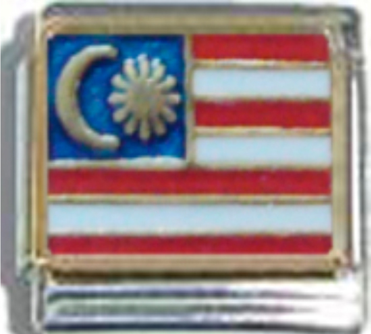 MALAYSIA MALAYSIAN FLAG Ceramic Italian 9mm Charm PQ032 Fits Traditional Classic