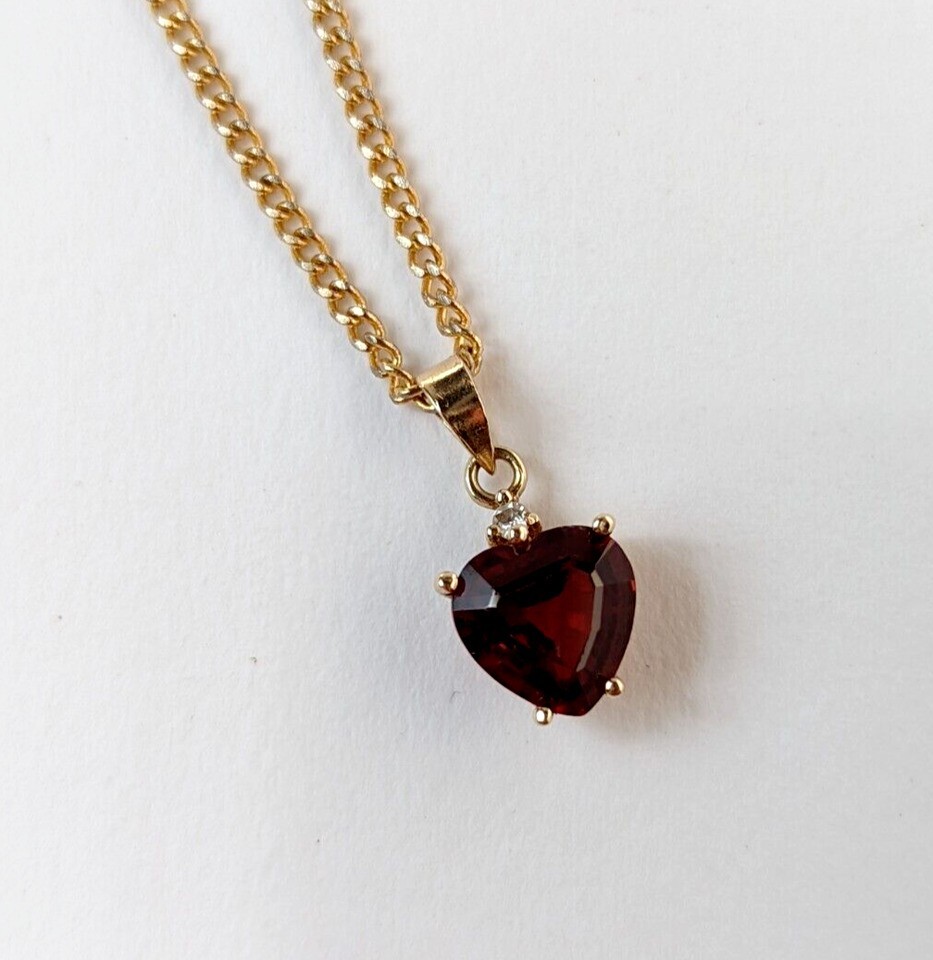 Heart Cut Simulated Garnet Women’s Pretty Heart Pendant 14K Yellow Gold Plated
