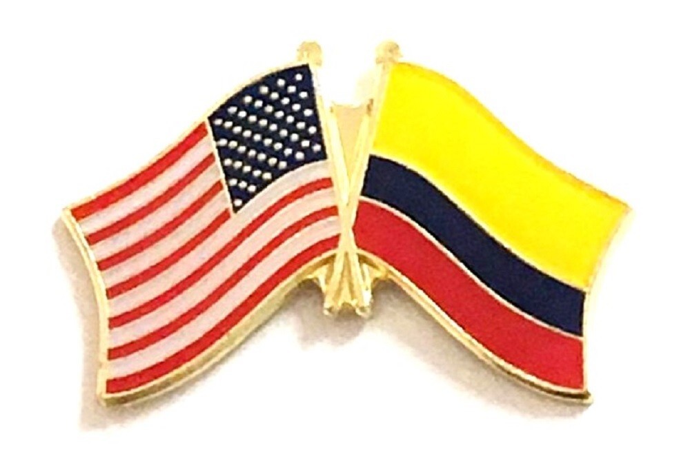 Pack of 12 International Flag & US Crossed Double Flag Lapel Pins