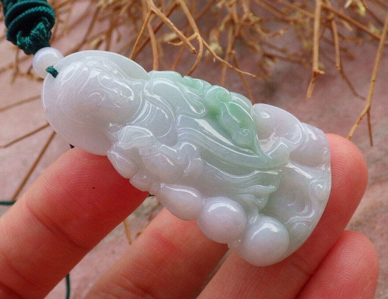 Video Certified Green Natural A Jade jadeite pendant Kwan yin Guan yin 405132 TS