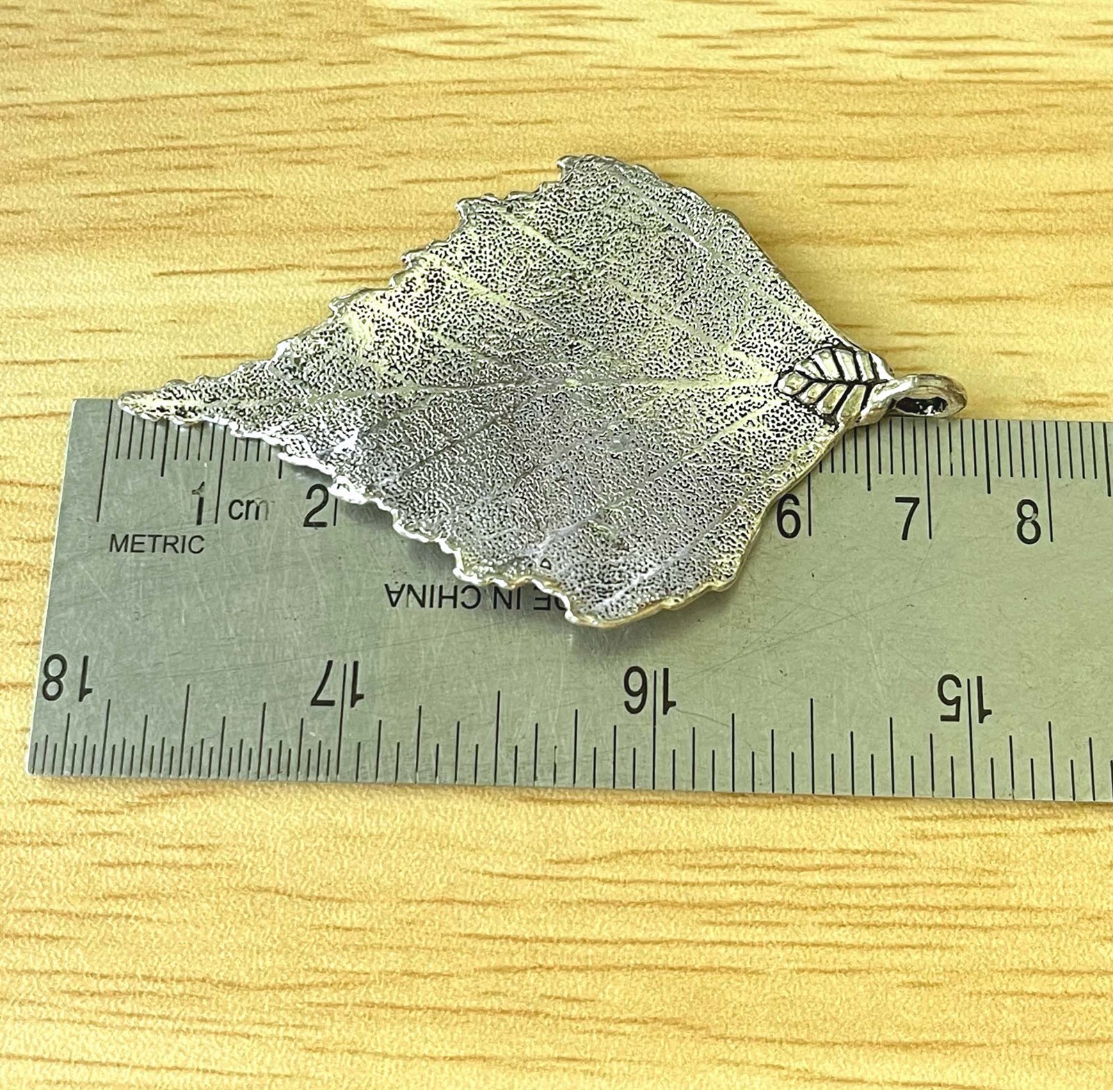 72x45mm Antique Silver Tone Birch Large Leaf Pendant
