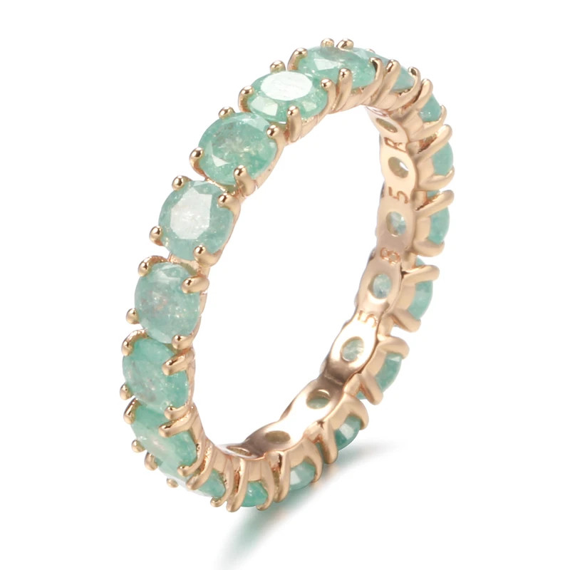 Geometric Ring Round Zircon Tension Setting Wedding Band Women Jewelry