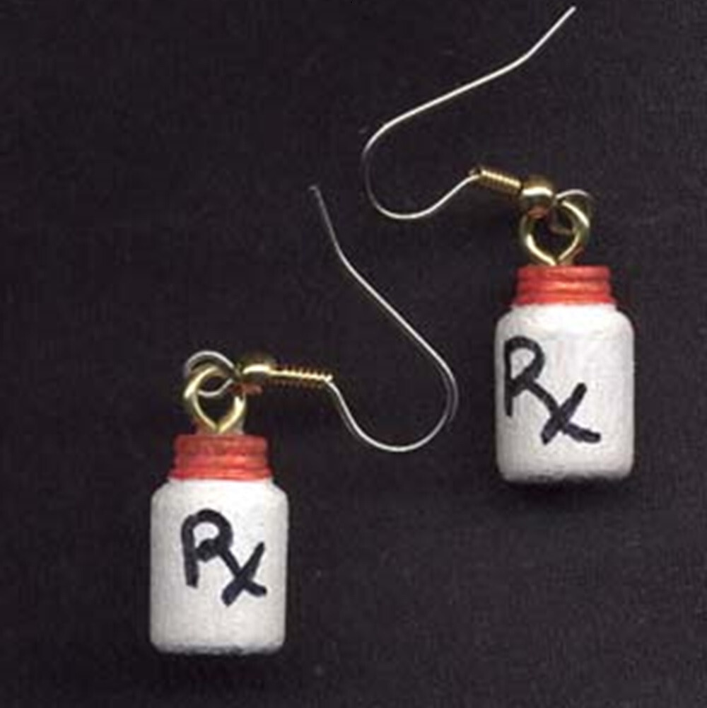 Mini Rx MEDICINE PILL ASPIRIN BOTTLE EARRINGS Nurse Doctor Medical Charm Jewelry