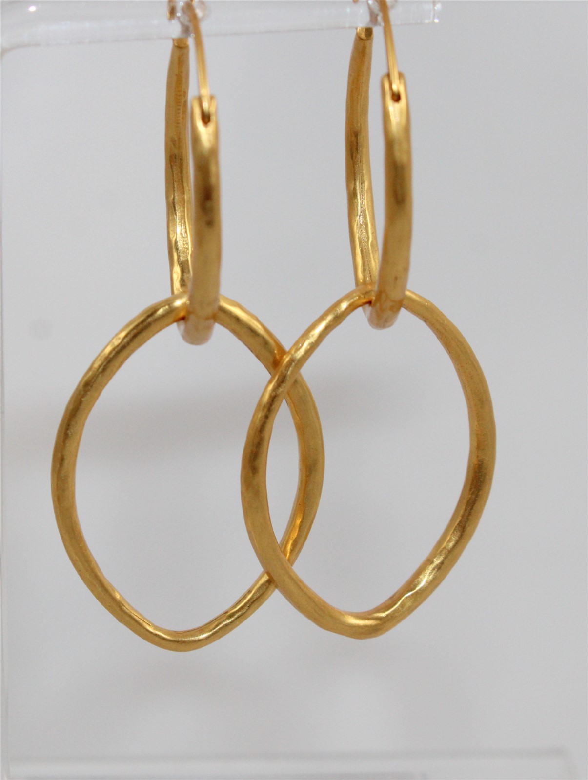 Julie Vos Fleur-De-Lis 24K Gold Plated Double Oval Hoop Dangle Earrings