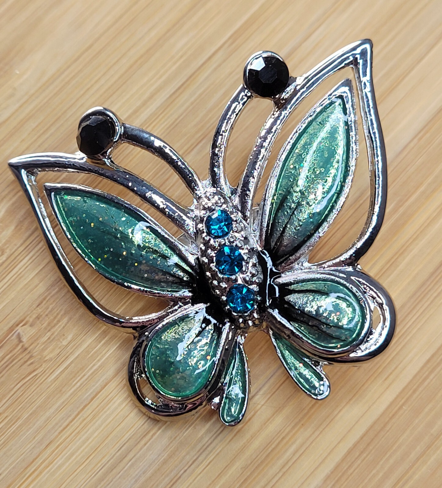 Green & Blue Butterfly Vintage Brooch Bow, Gift bag Included, BRAND NEW