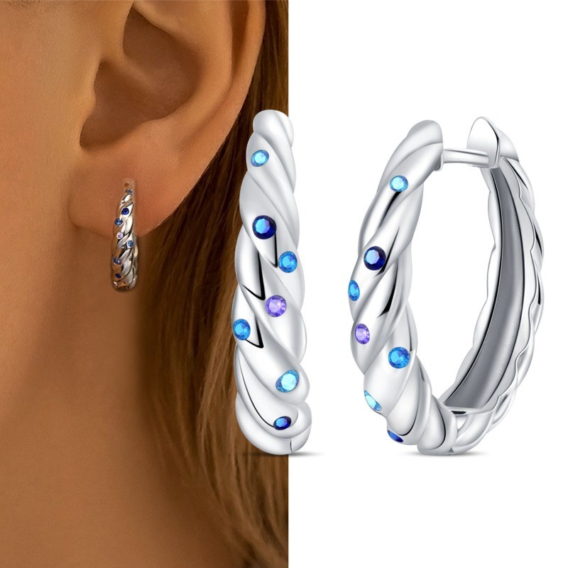 PANDACH 925 Sterling Silver French Hoop Earrings 15mm Women Jewelry Gifts Party