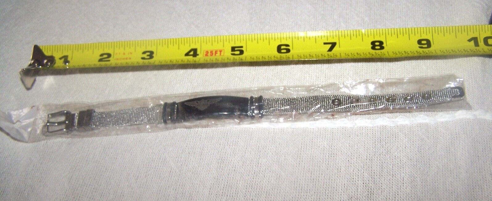Harley Davidson Black Silver Metal Mesh Bar Shield Wings Adjustable Bracelet NOS
