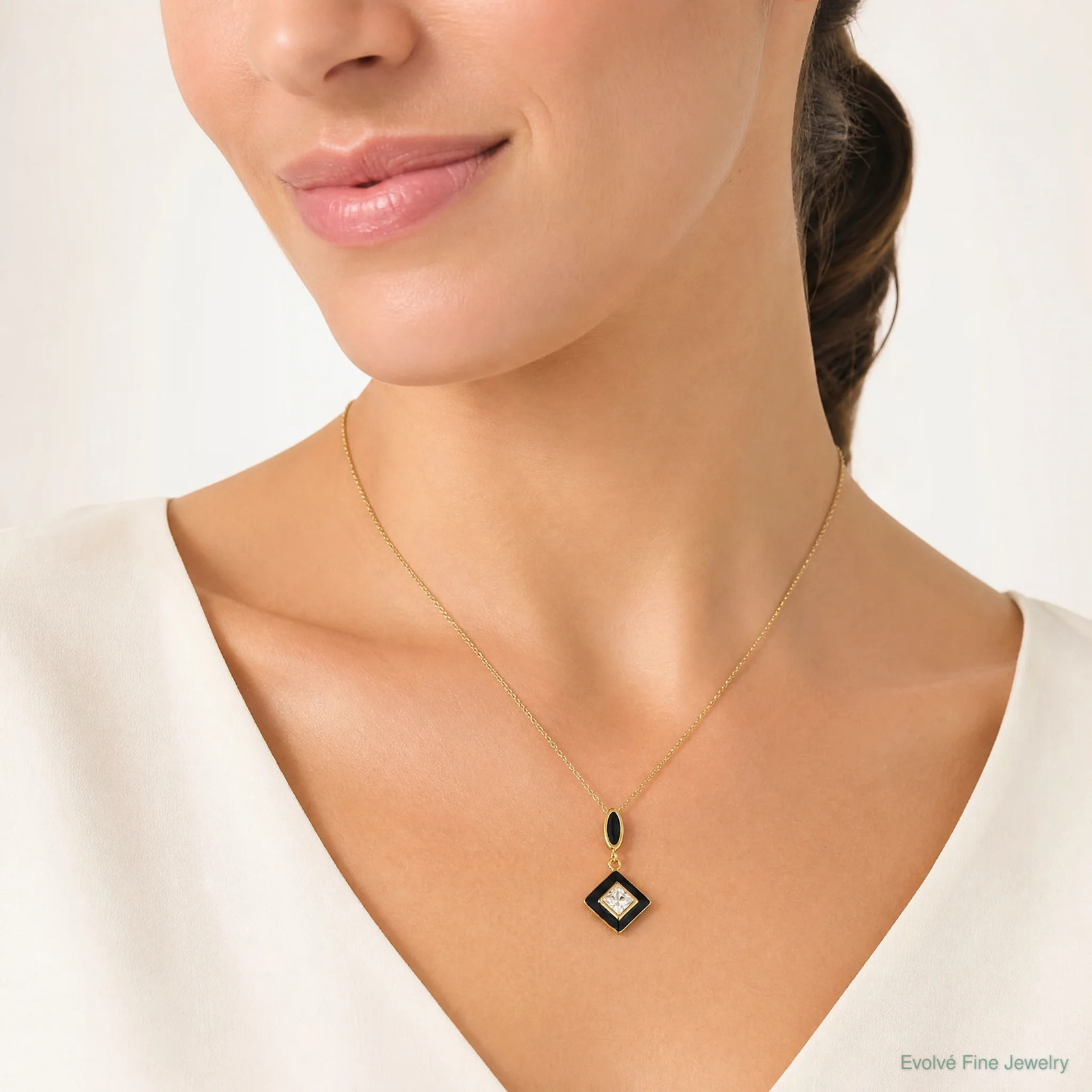 Sterling Silver Gold-Plated CZ Enamel Pendant