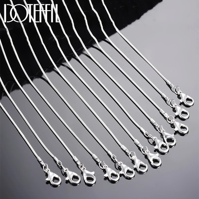 10PCS wholesale 925 sterling solid silver 1MM 16-30inch snake chain necklace