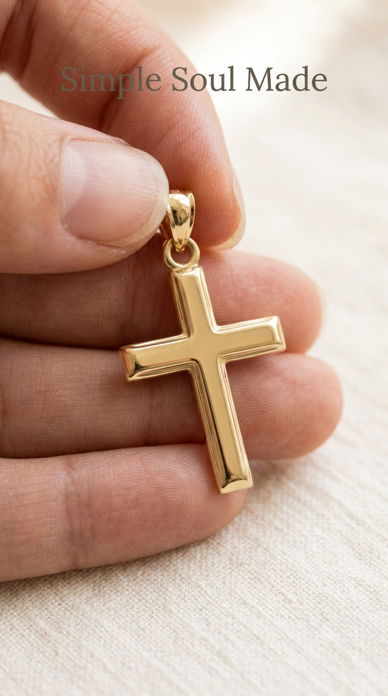 18K Gold Plated Cross Pendant 925 Sterling Silver Christian Necklace Charm Gift