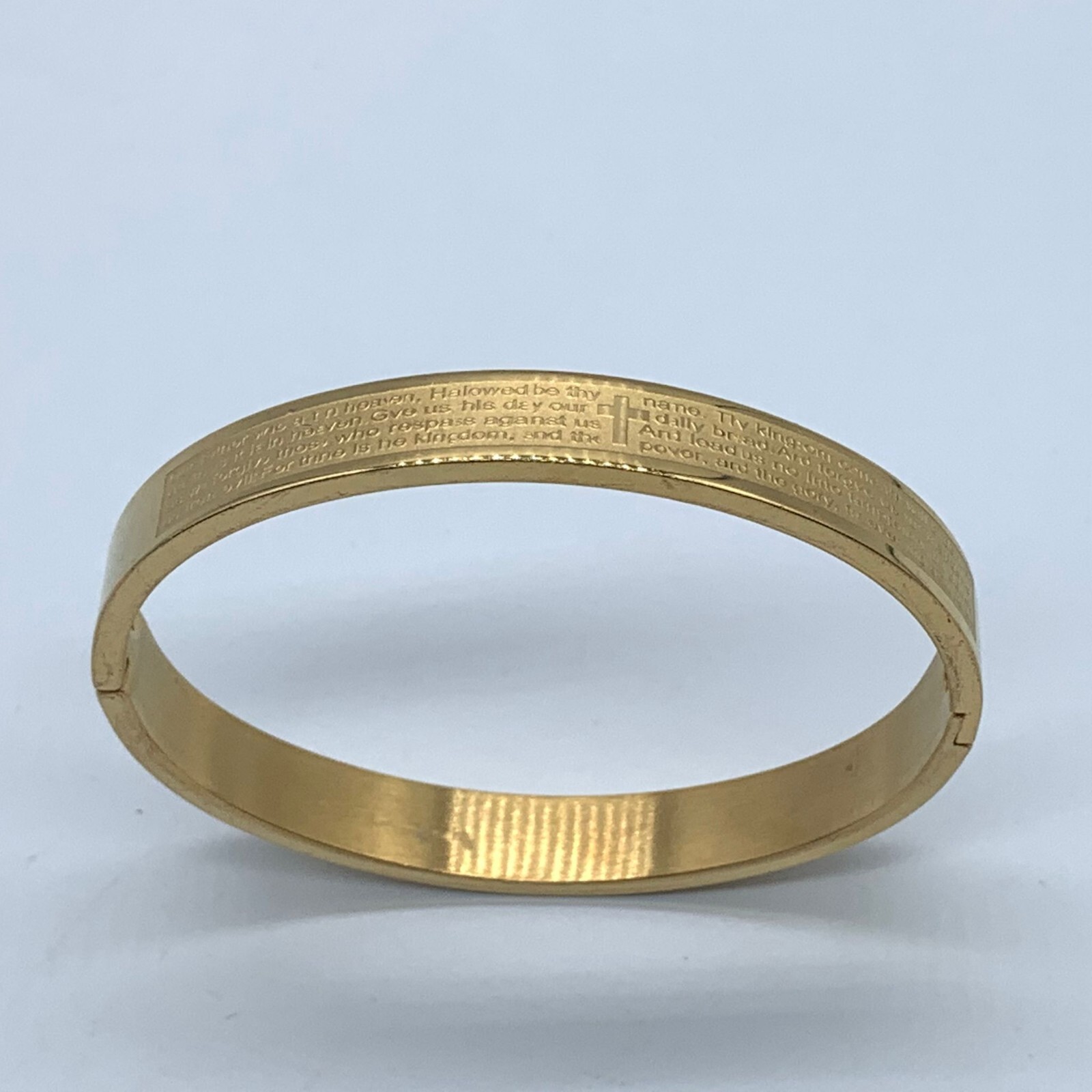 LORD’S PRAYER bangle bracelet golden fashion english stainless steel 7.5in fancy