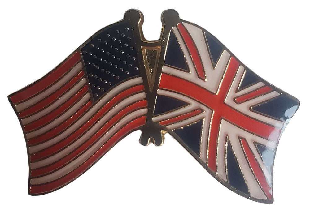 USA American UK United Kingdom Friendship Flag Motorcycle Hat Cap lapel Pin