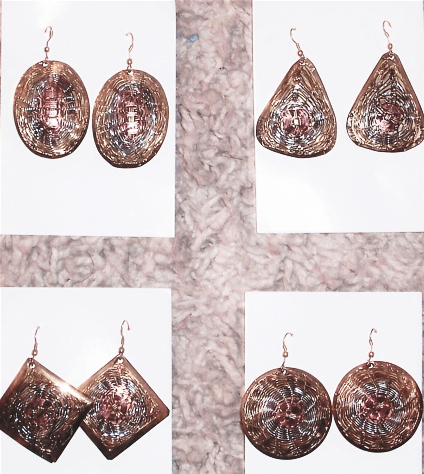 SET OF 2 HANDMADE IMPORTED WIRE AND METAL EARRINGS -YOUR CHOICE OF SHAPE