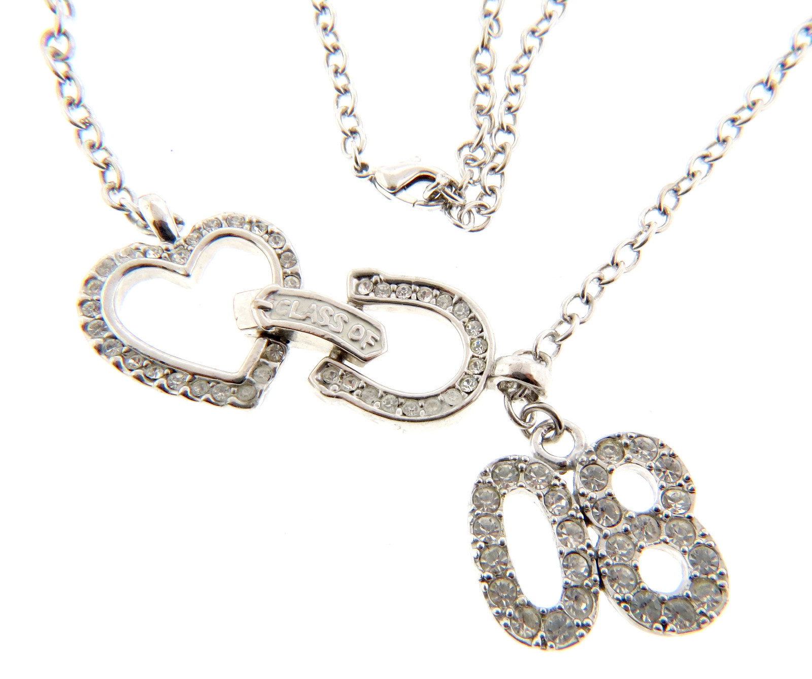 Jostens Class of 08 Heart Horseshoe Crystal Necklace